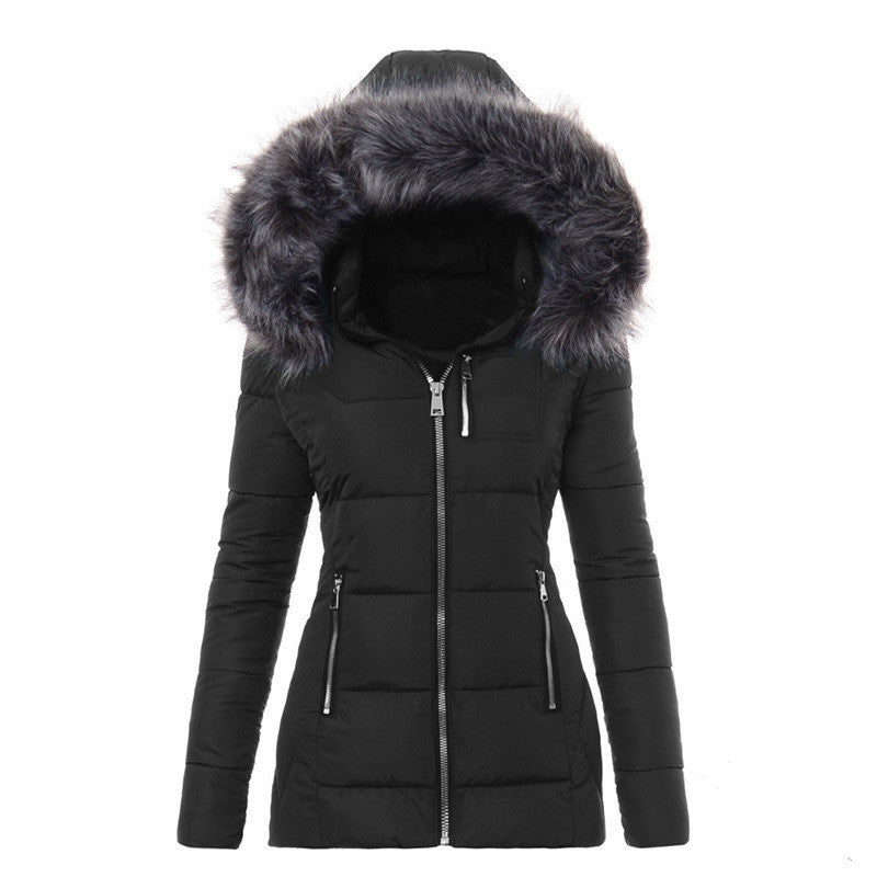 Women’s Puffer Jacket with Fur-Lined Hood