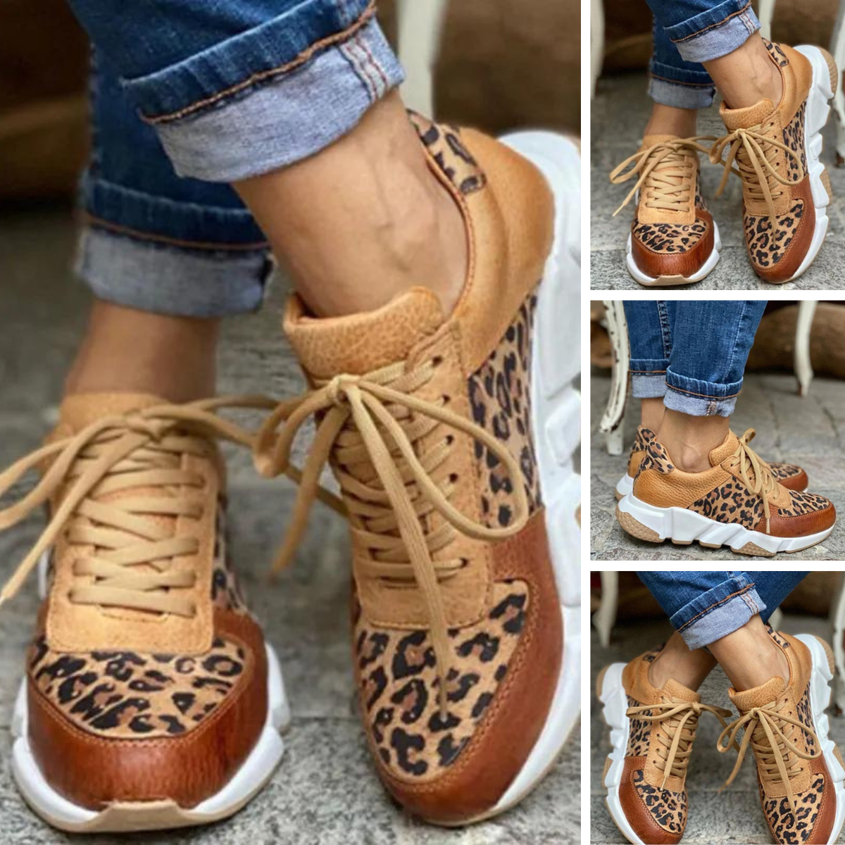 Liana® | Scarpe da ginnastica casual leopardate con suola spessa