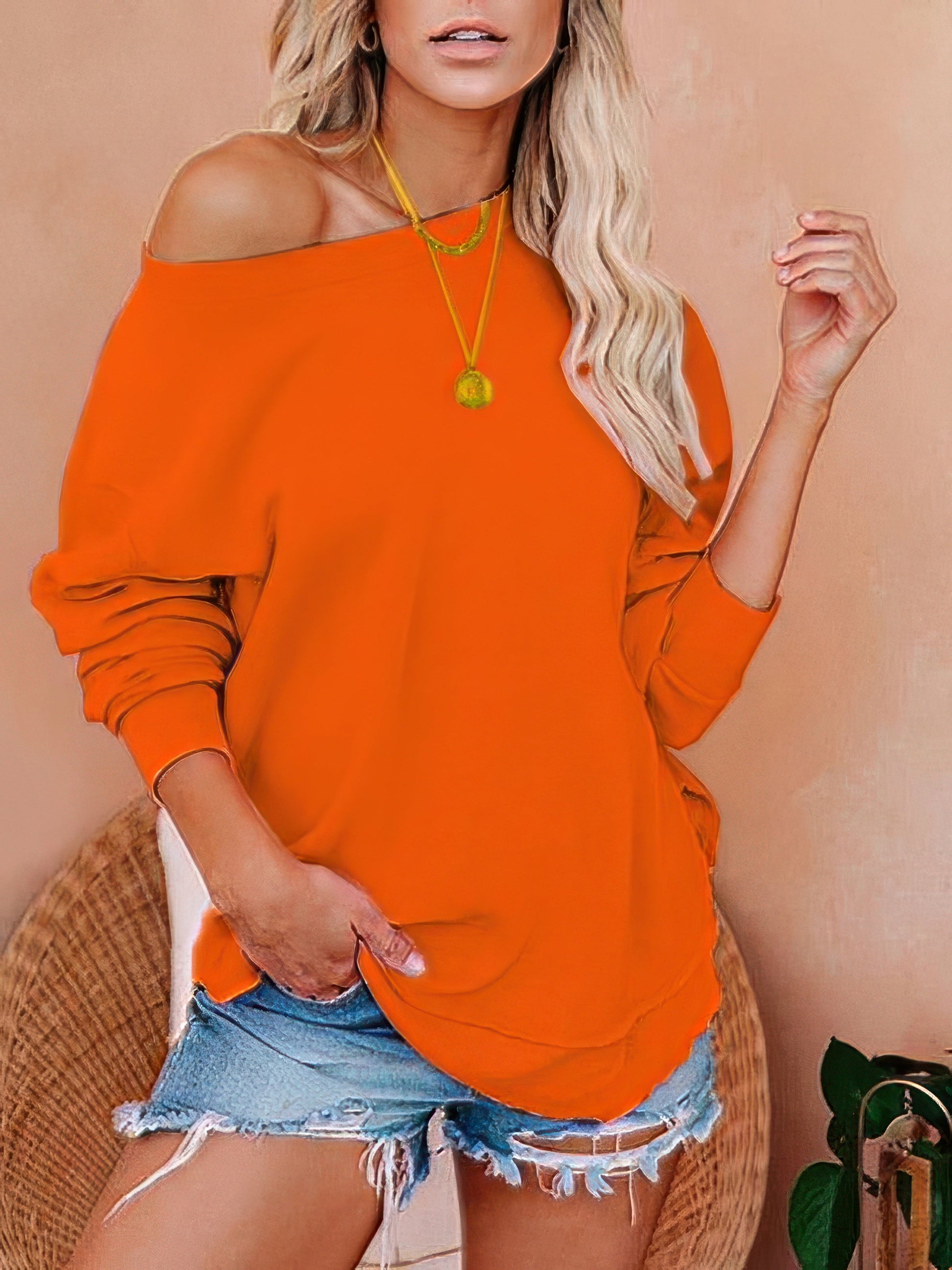 INS Women's Solid Long Sleeve Pullover T-Shirts - T-Shirts - INS | Online Fashion Free Shipping Clothing, Dresses, Tops, Shoes - 03/08/2021 - 10-20 - Category_T-Shirts